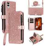 ASUWISH For Samsung Galaxy S25 Edge Case 10 Card Holder Glitter Leather Phone Cover with Crossbody Strap