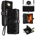 ASUWISH For Honor Magic6 Lite 5G  /  X9b 5G Case 10 Card Holder Glitter Leather Phone Cover with Crossbody Strap