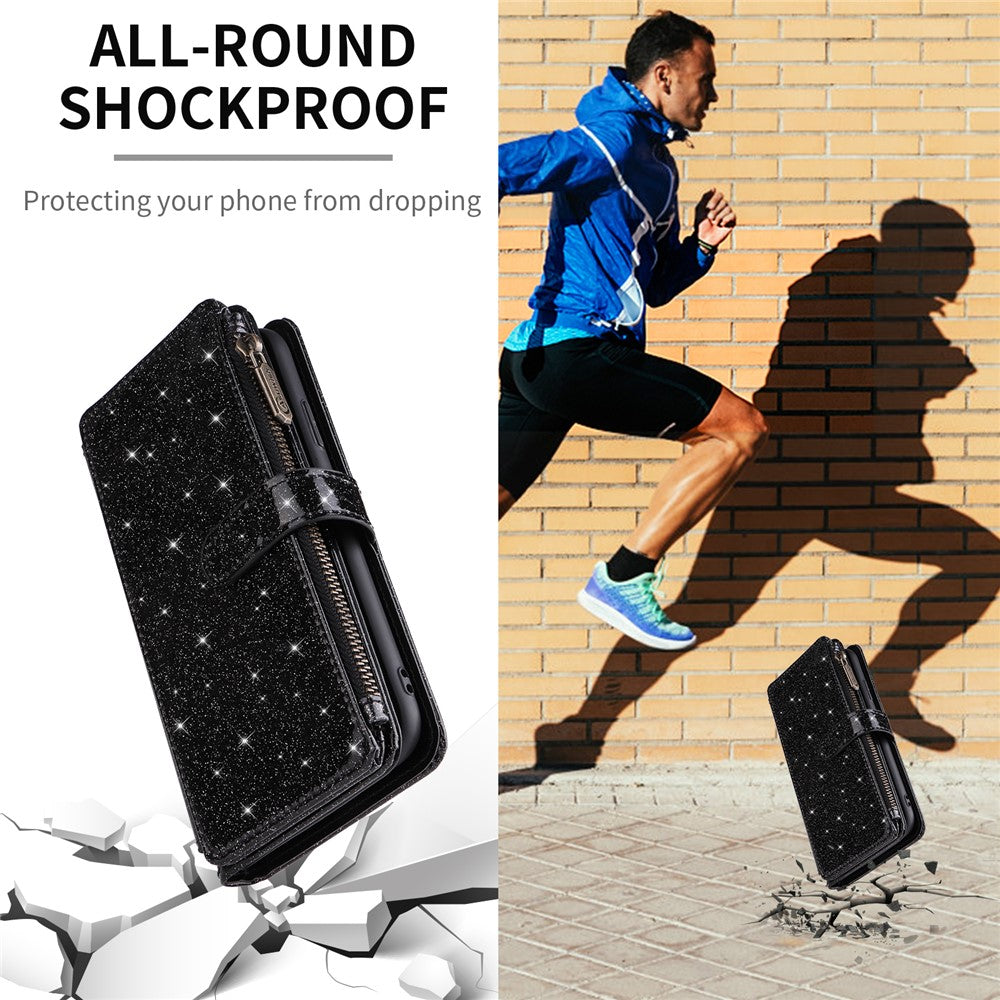 ASUWISH For Honor Magic6 Lite 5G  /  X9b 5G Case 10 Card Holder Glitter Leather Phone Cover with Crossbody Strap