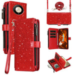 ASUWISH For Honor Magic6 Lite 5G  /  X9b 5G Case 10 Card Holder Glitter Leather Phone Cover with Crossbody Strap