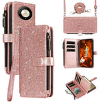 ASUWISH For Honor Magic6 Lite 5G  /  X9b 5G Case 10 Card Holder Glitter Leather Phone Cover with Crossbody Strap