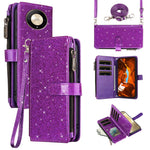ASUWISH For Honor Magic6 Lite 5G  /  X9b 5G Case 10 Card Holder Glitter Leather Phone Cover with Crossbody Strap