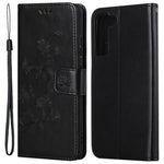 Samsung Galaxy S23 Fjärilsblomma Präglat PU-läder mobilskal Plånbok Handsfree-stativ Smartphone-fodral