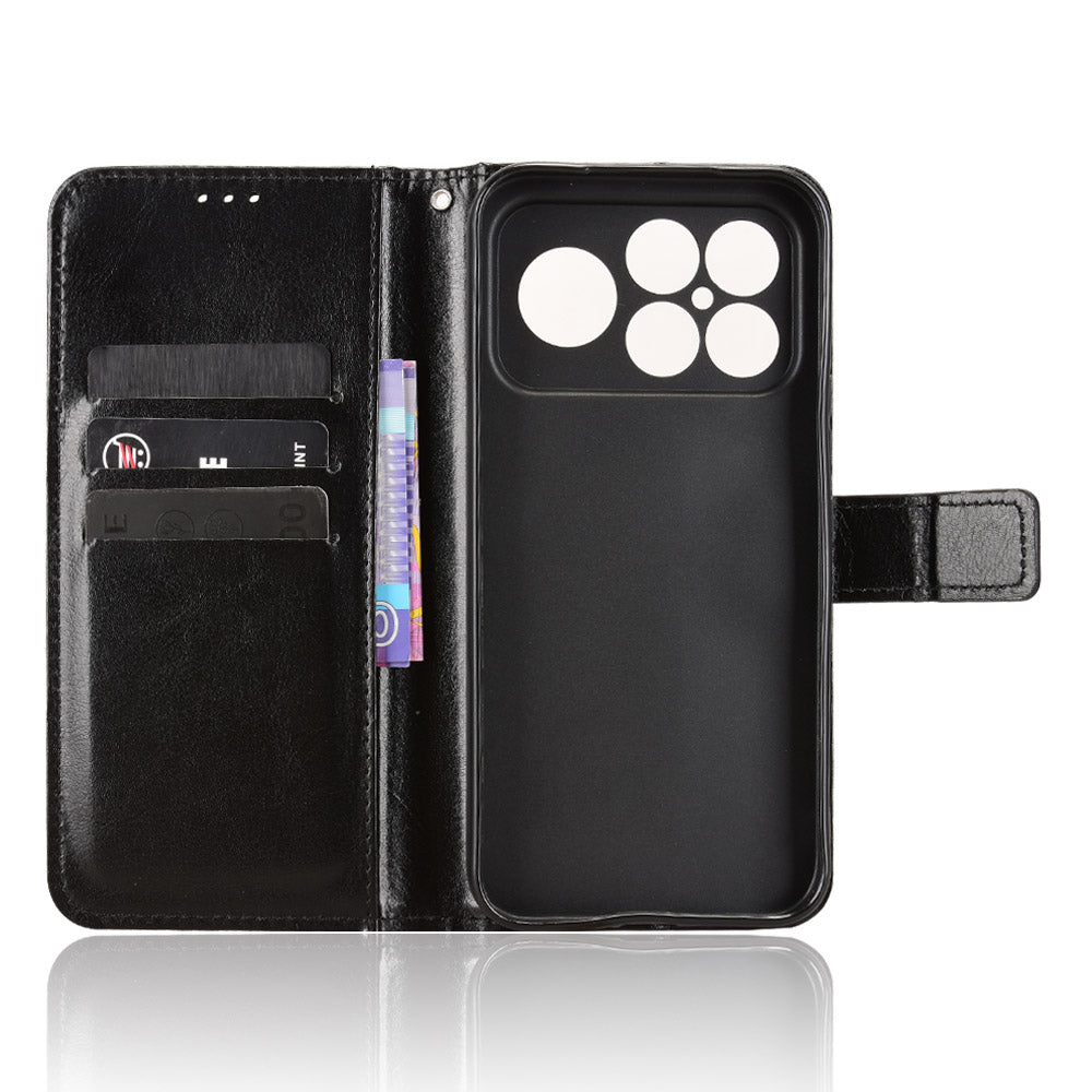 For Xiaomi Poco F8 Ultra / Redmi K90 Pro Max 5G PU Leather Case with Strap Crazy Horse Texture Phone Wallet Cover
