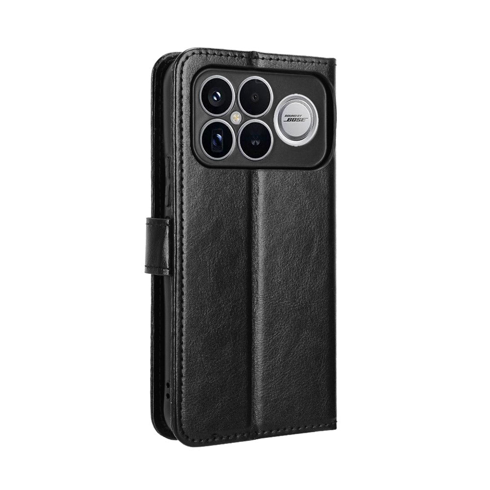 For Xiaomi Poco F8 Ultra / Redmi K90 Pro Max 5G PU Leather Case with Strap Crazy Horse Texture Phone Wallet Cover