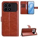 Xiaomi Poco F8 Pro 5G / Redmi K90 5G PU-läderskal med rem Crazy Horse Texture Phone Fold Cover