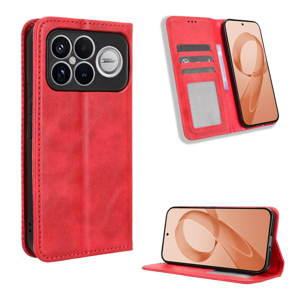 For Xiaomi Poco F8 Ultra / Redmi K90 Pro Max 5G Leather Case Wallet Stand Retro Texture Phone Cover