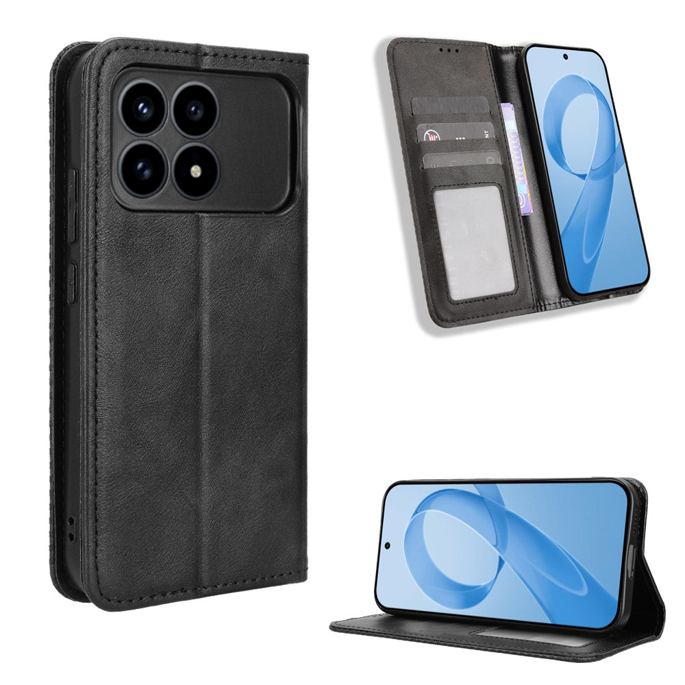 For Xiaomi Poco F8 Pro 5G / Redmi K90 5G Leather Case Wallet Stand Retro Texture Phone Cover