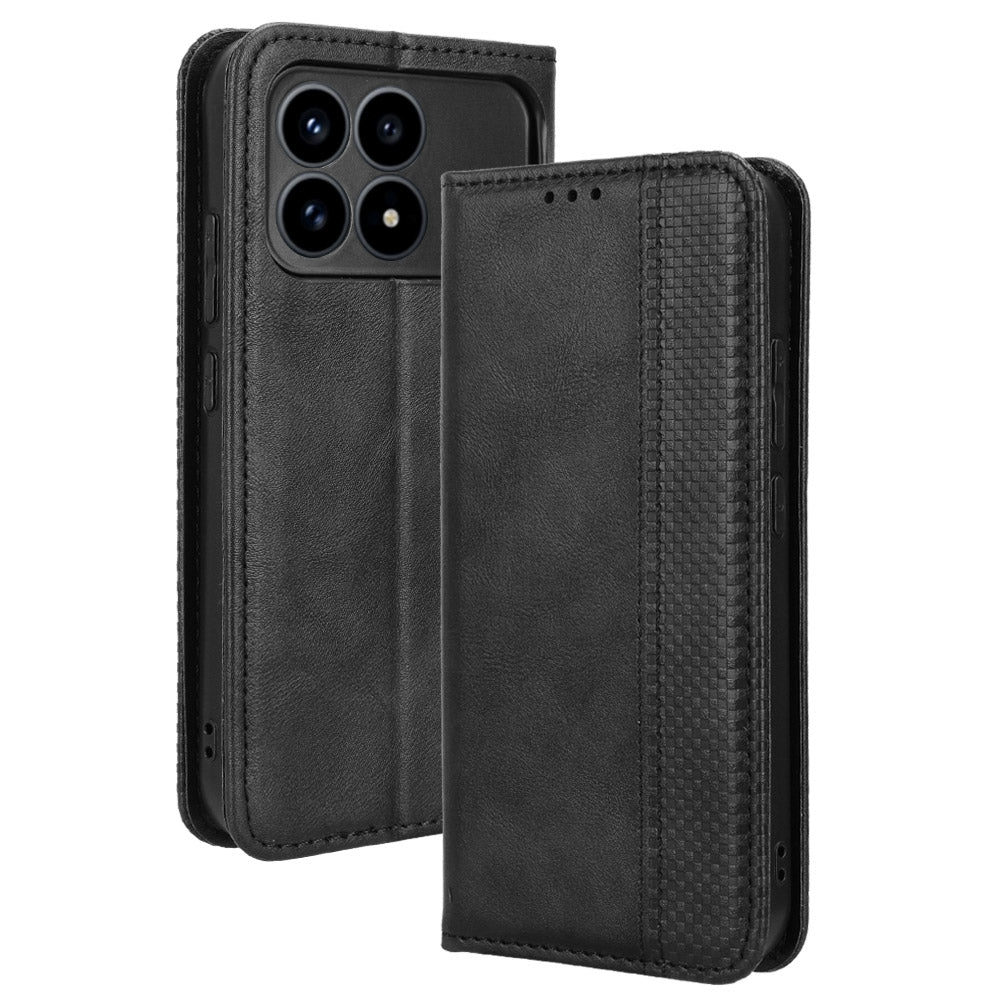 For Xiaomi Poco F8 Pro 5G / Redmi K90 5G Leather Case Wallet Stand Retro Texture Phone Cover