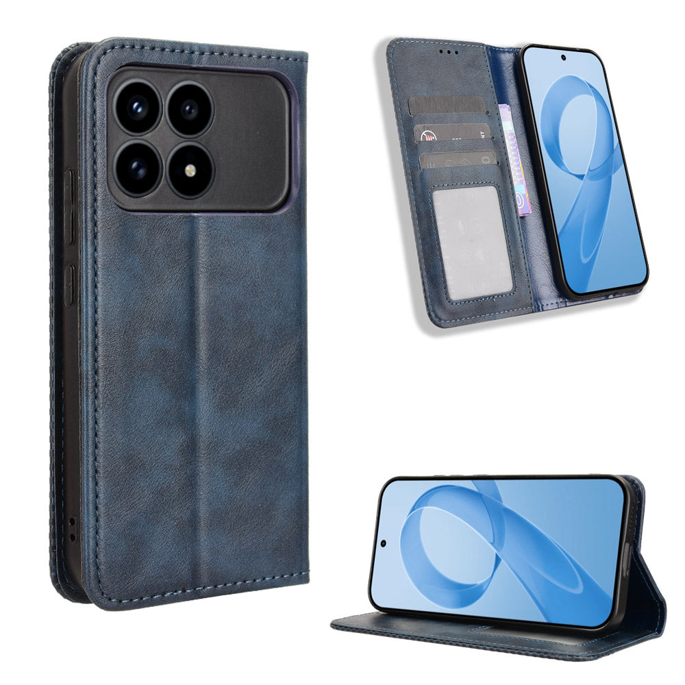 For Xiaomi Poco F8 Pro 5G / Redmi K90 5G Leather Case Wallet Stand Retro Texture Phone Cover