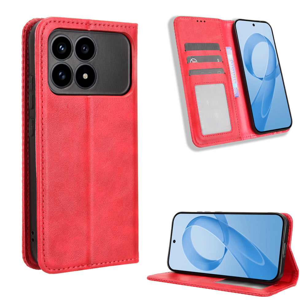 For Xiaomi Poco F8 Pro 5G / Redmi K90 5G Leather Case Wallet Stand Retro Texture Phone Cover