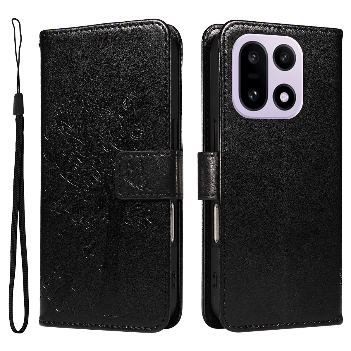 For OnePlus 15 5G Phone Case with Stand Cat Tree Pattern Leather Wallet Mobile Cover