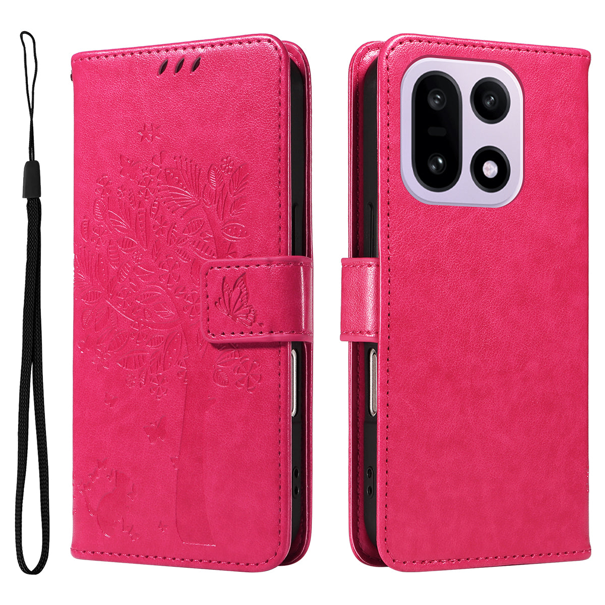 For OnePlus 15 5G Phone Case with Stand Cat Tree Pattern Leather Wallet Mobile Cover