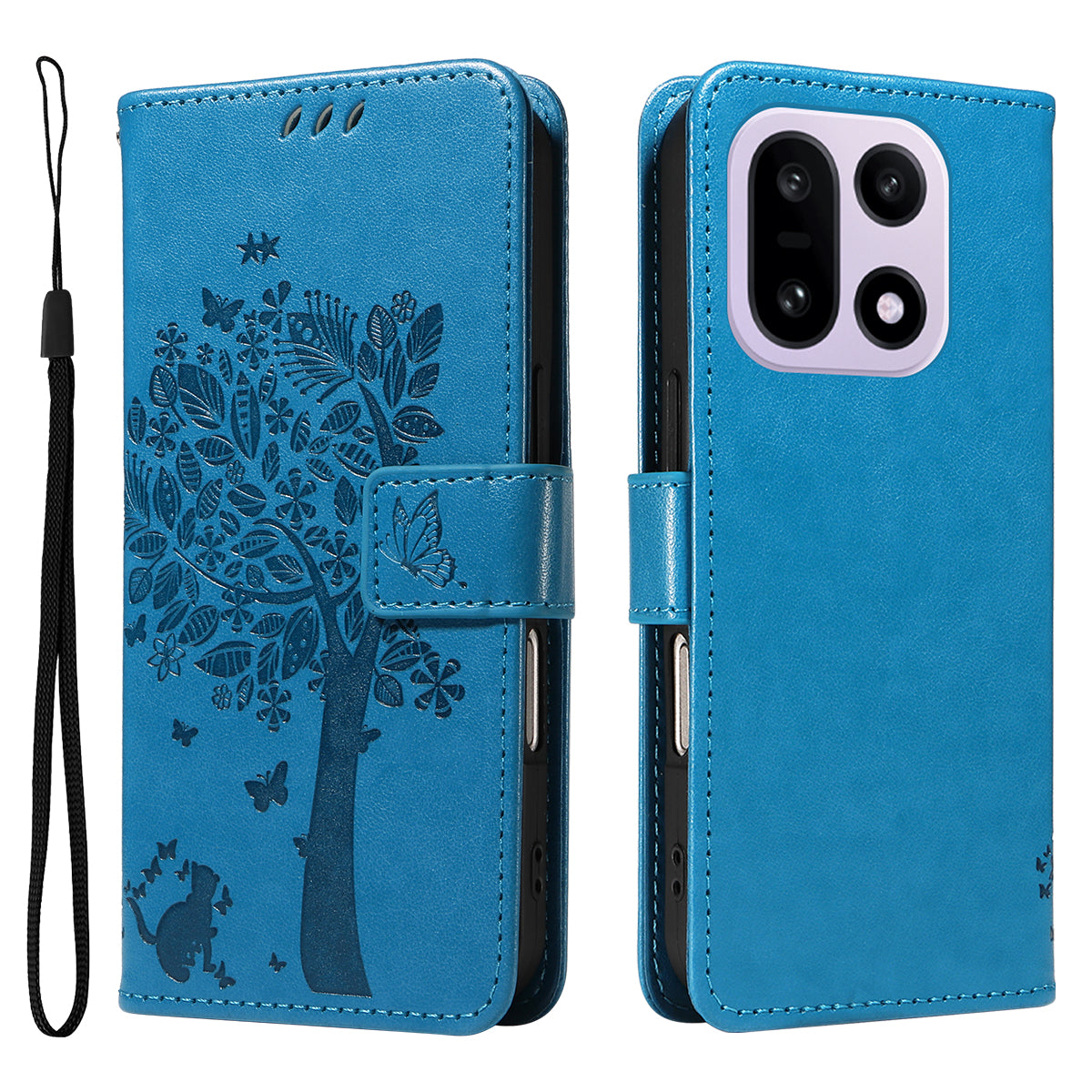 For OnePlus 15 5G Phone Case with Stand Cat Tree Pattern Leather Wallet Mobile Cover