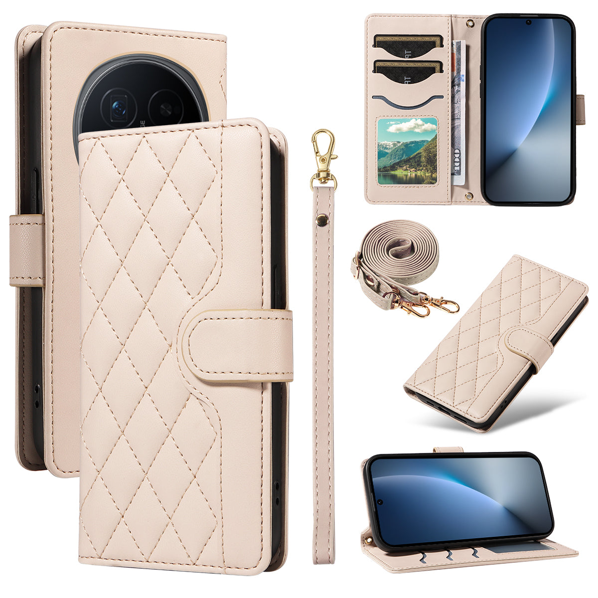 For Honor Magic8 5G Wallet Case Rhombus Leather Phone Cover with Strap