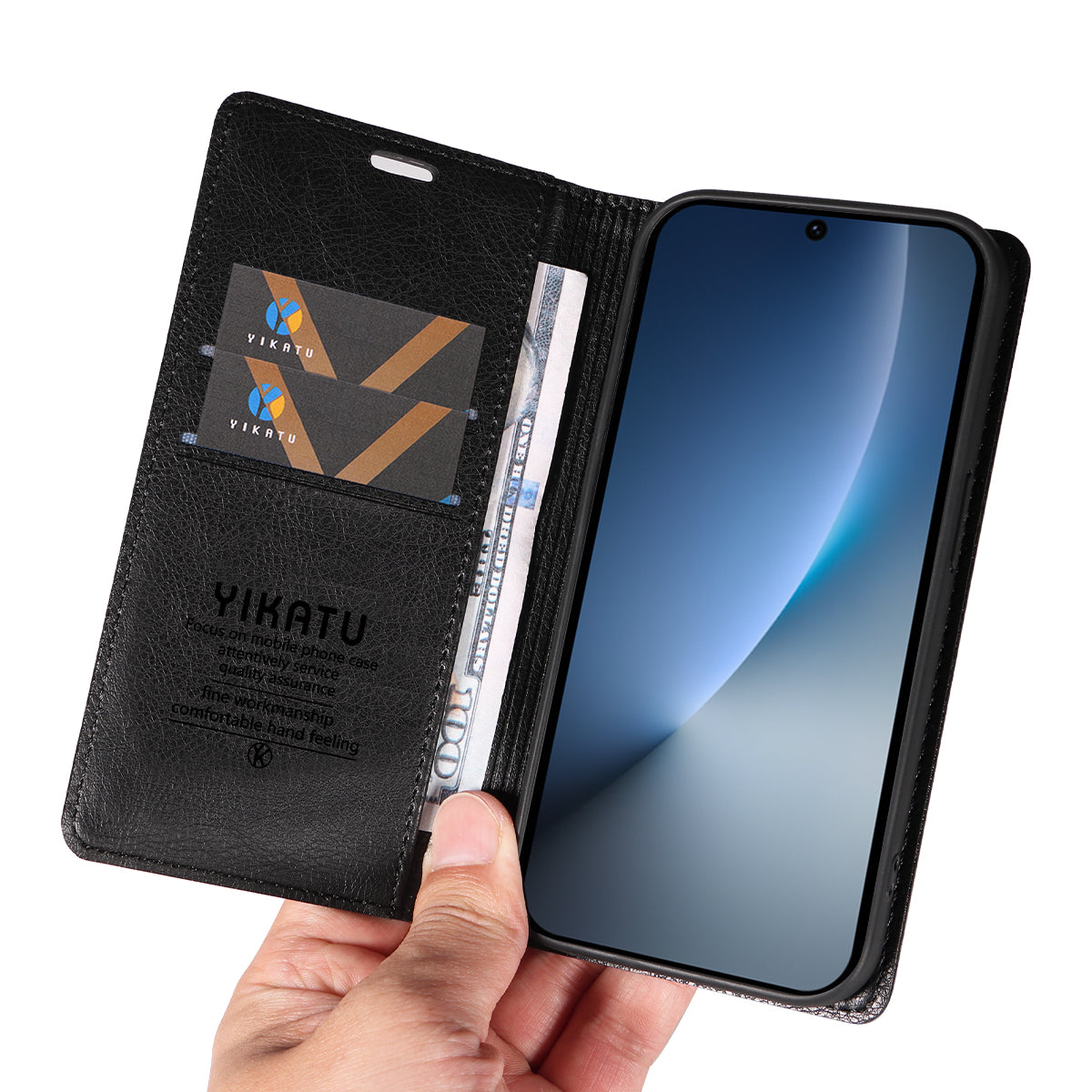 YIKATU For Honor Magic8 5G Wallet Case  YK-006 Magnetic Closure Leather Phone Cover Litchi Texture