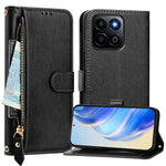 For Honor 400 Smart 5G Case Zipper Pocket Multiple Card Slots Leather Phone Cover
