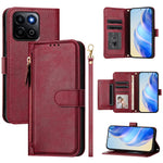 For Honor 400 Smart 5G Case Zipper Pocket Multiple Card Slots Leather Phone Cover