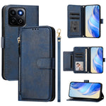 For Honor 400 Smart 5G Case Zipper Pocket Multiple Card Slots Leather Phone Cover