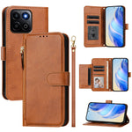 For Honor 400 Smart 5G Case Zipper Pocket Multiple Card Slots Leather Phone Cover