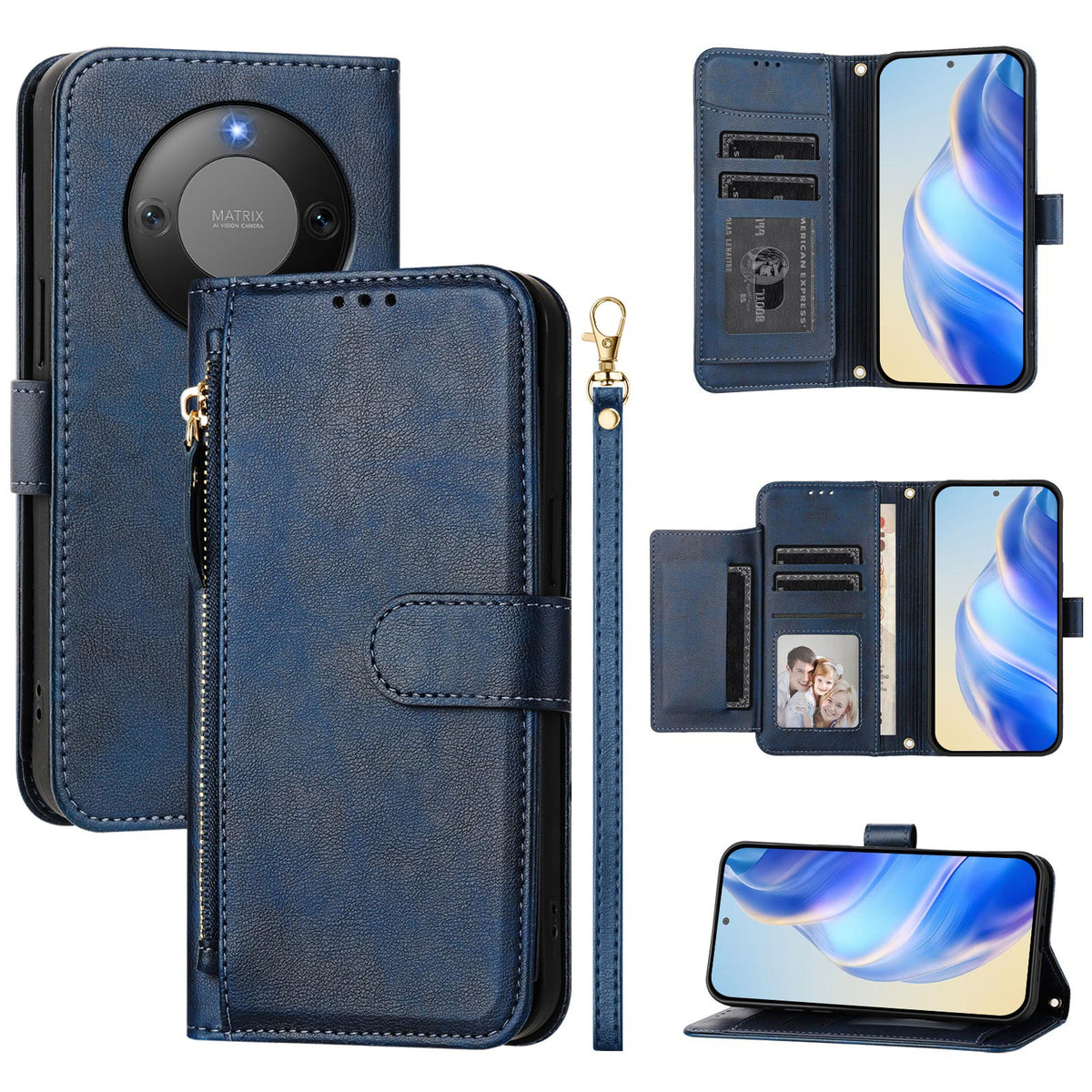 For Honor Magic8 Lite 5G / X9d 5G / X70 5G Case Zipper Pocket Multiple Card Slots Leather Phone Cover