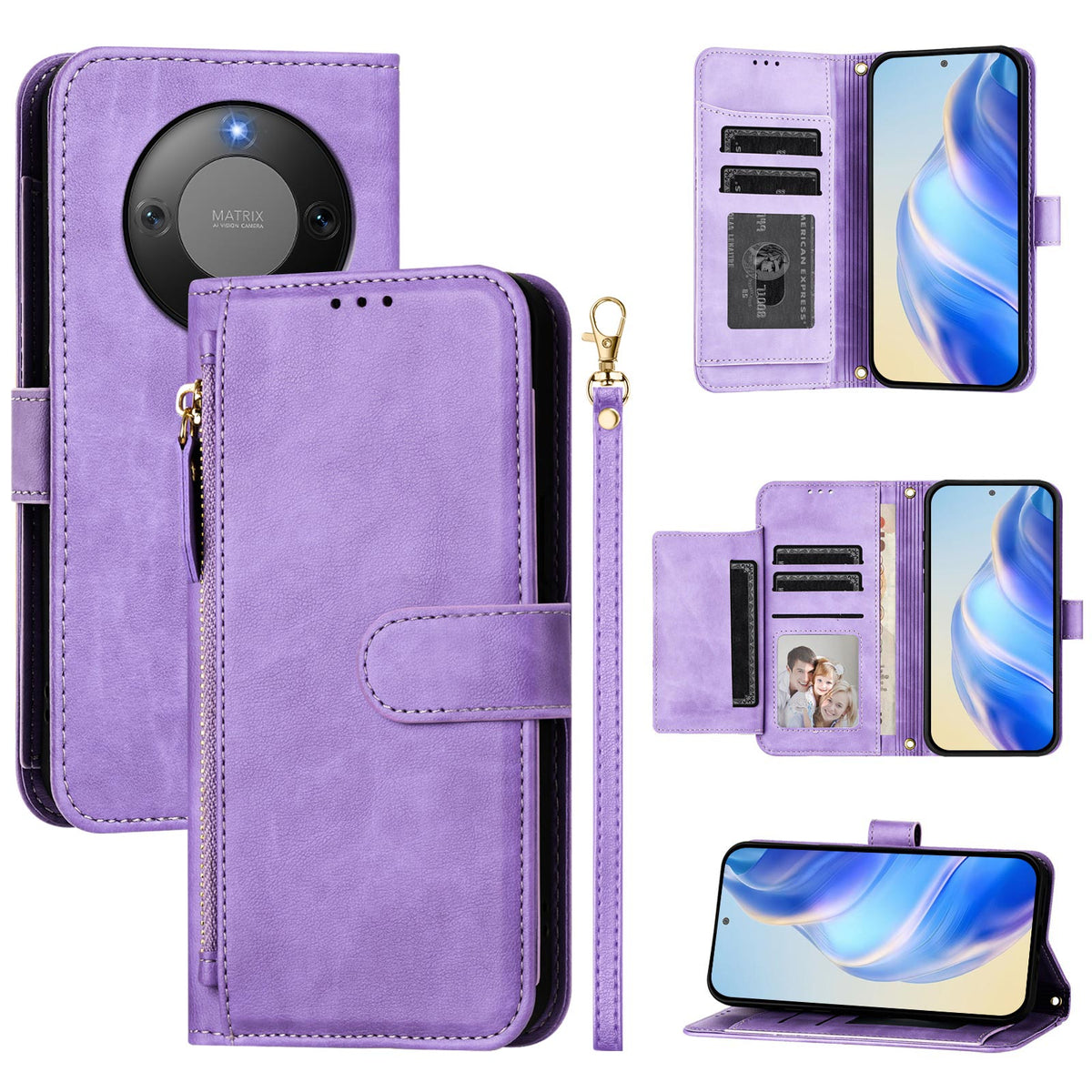 For Honor Magic8 Lite 5G / X9d 5G / X70 5G Case Zipper Pocket Multiple Card Slots Leather Phone Cover