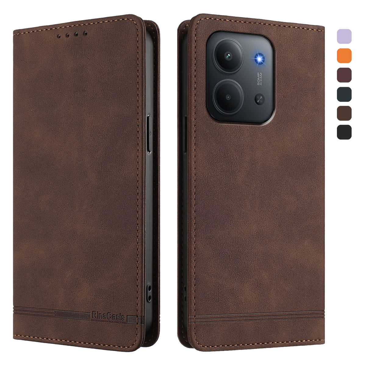 Xiaomi Redmi 15C 5G (EU) (173mm) / Xiaomi Redmi 15C 4G (EU) (173mm) skal RINACASIS RC23 RFID-blockerande plånboksfodral i PU-läder