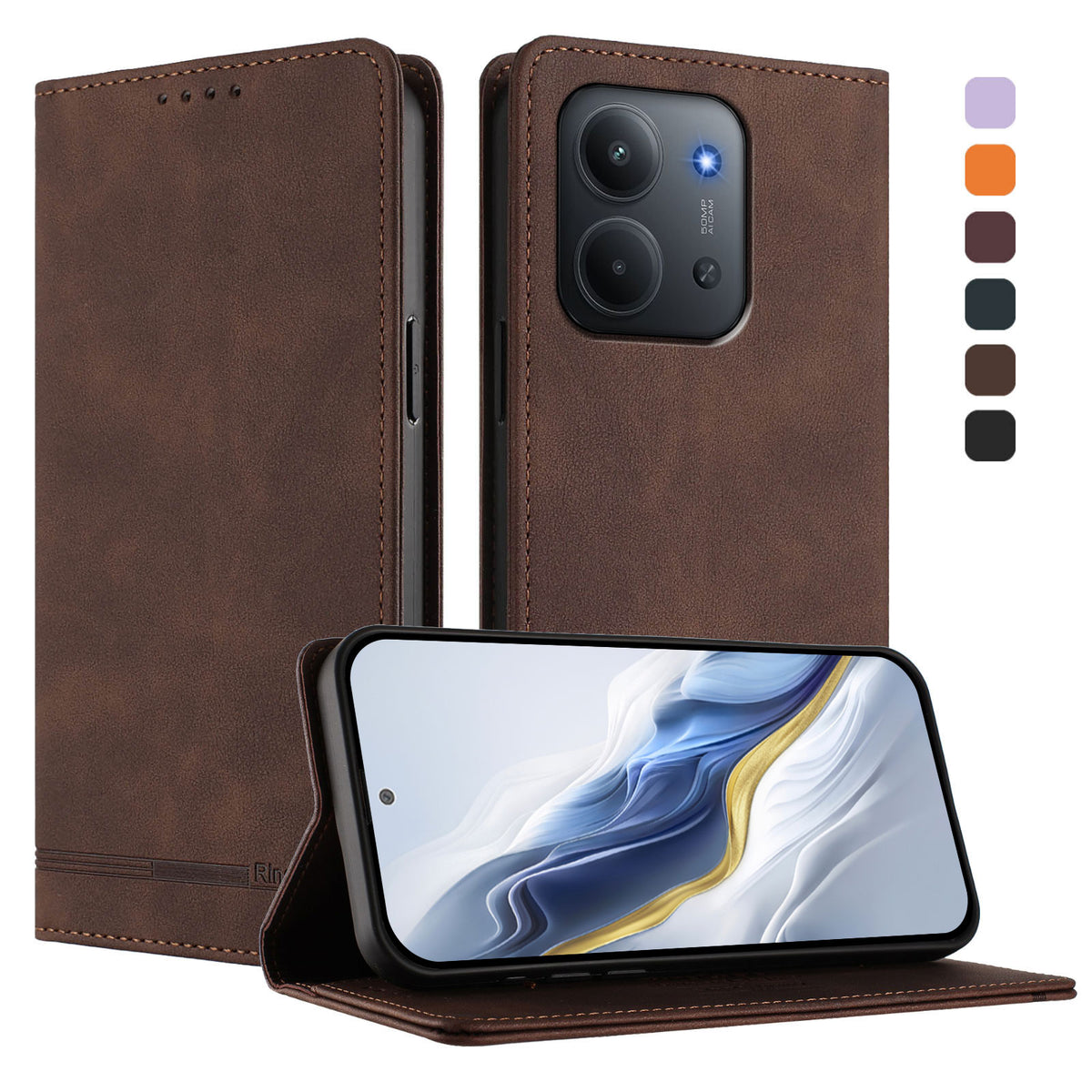 Xiaomi Redmi 15C 5G (EU) (173mm) / Xiaomi Redmi 15C 4G (EU) (173mm) skal RINACASIS RC23 RFID-blockerande plånboksfodral i PU-läder