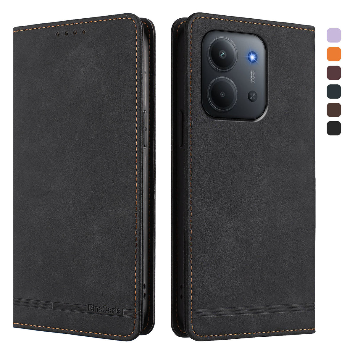 Xiaomi Redmi 15C 5G (EU) (173mm) / Xiaomi Redmi 15C 4G (EU) (173mm) skal RINACASIS RC23 RFID-blockerande plånboksfodral i PU-läder