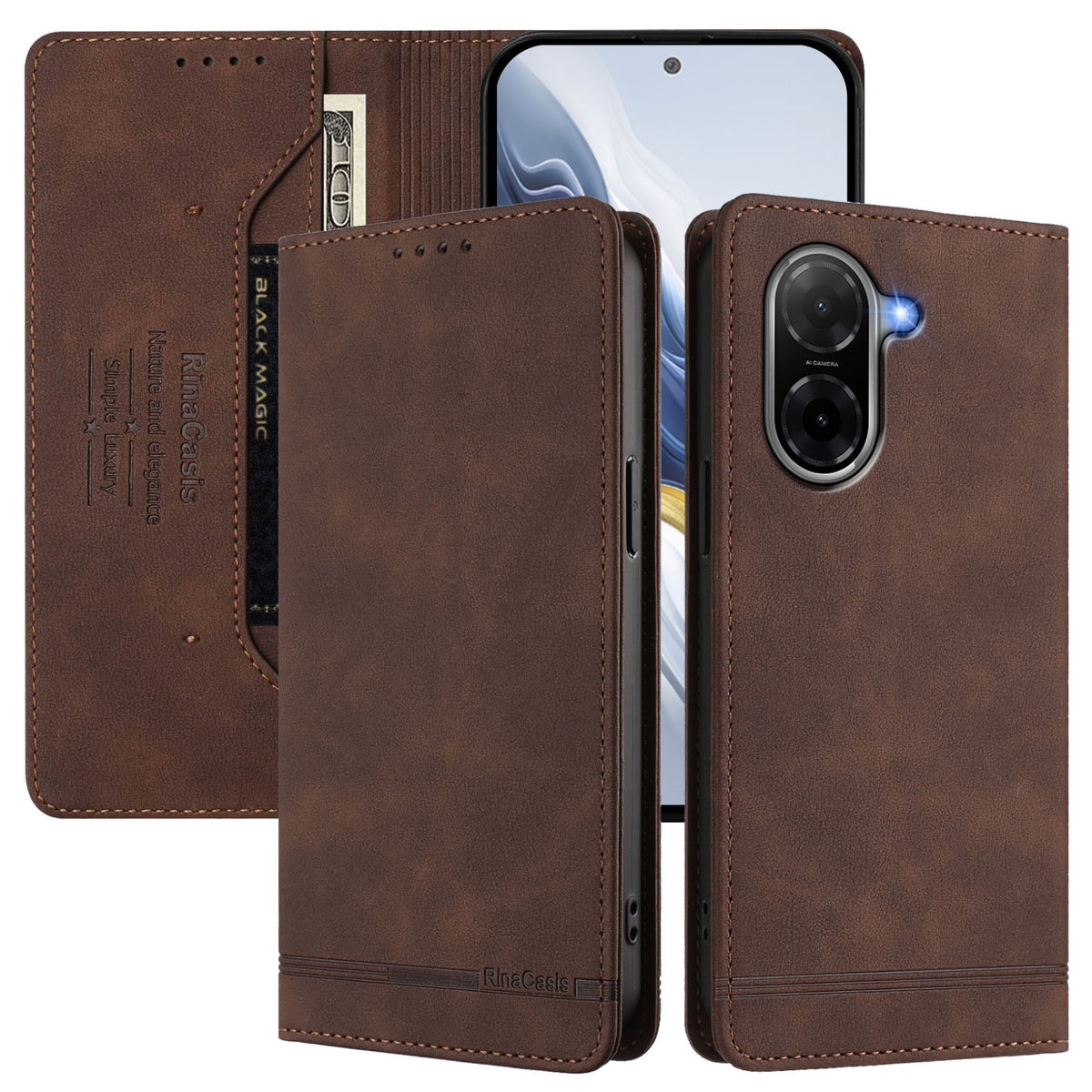 For Xiaomi Redmi A5 NFC (EU) (173.45mm) Case RINACASIS RC23 RFID Blocking Wallet Stand PU Leather Phone Cover