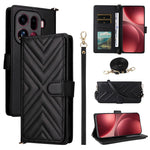For Oppo Find X9 Pro 5G Leather Case Stand Wallet Phone Cover with Shoulder / Wrist Strap