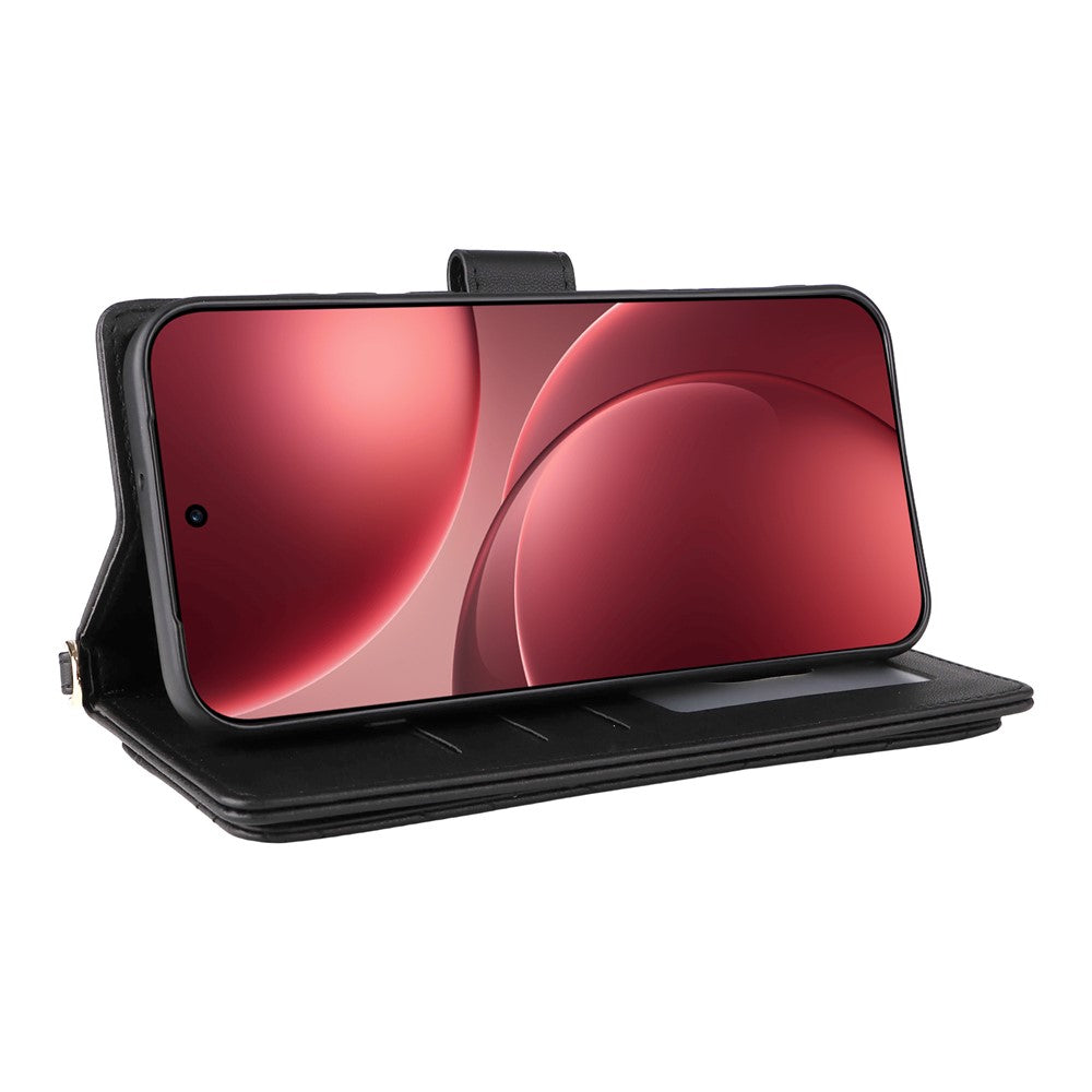 For Oppo Find X9 Pro 5G Leather Case Stand Wallet Phone Cover with Shoulder / Wrist Strap