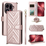 For Oppo Find X9 Pro 5G Leather Case Stand Wallet Phone Cover with Shoulder / Wrist Strap