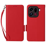 For Oppo Find X9 Pro 5G Case Litchi Texture Wallet Leather Phone Cover with Wrist Strap