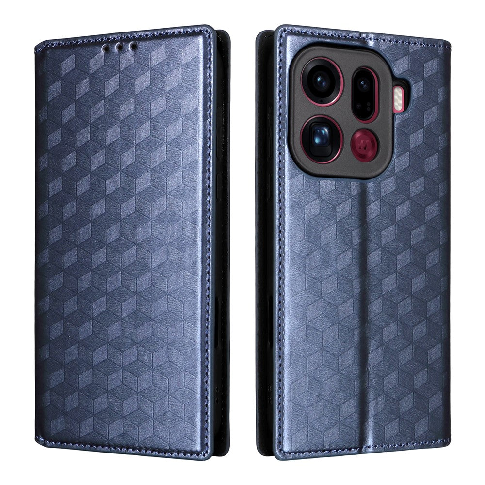 For Oppo Find X9 Pro 5G Case Wallet Rhombus Imprinted PU Leather Phone Cover