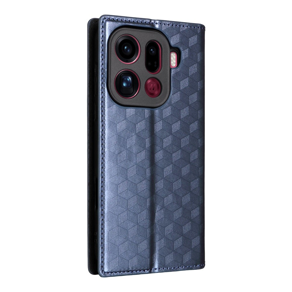 For Oppo Find X9 Pro 5G Case Wallet Rhombus Imprinted PU Leather Phone Cover