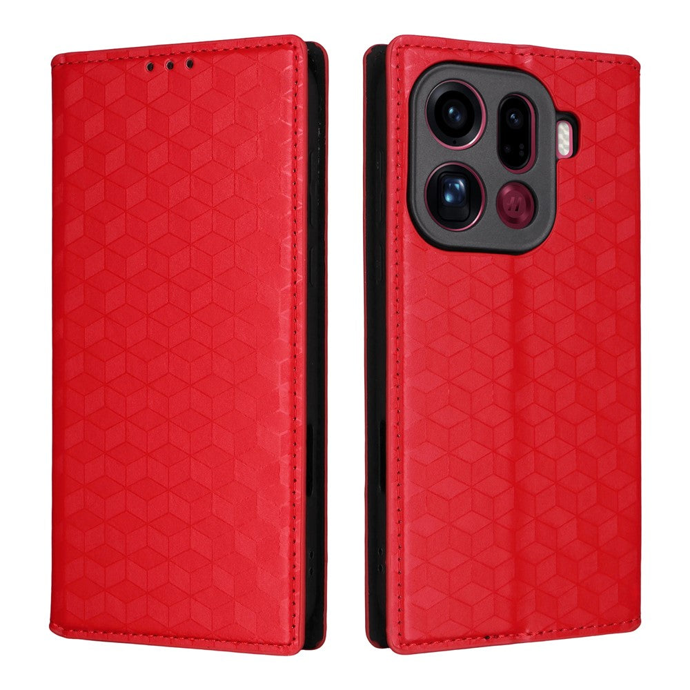 For Oppo Find X9 Pro 5G Case Wallet Rhombus Imprinted PU Leather Phone Cover