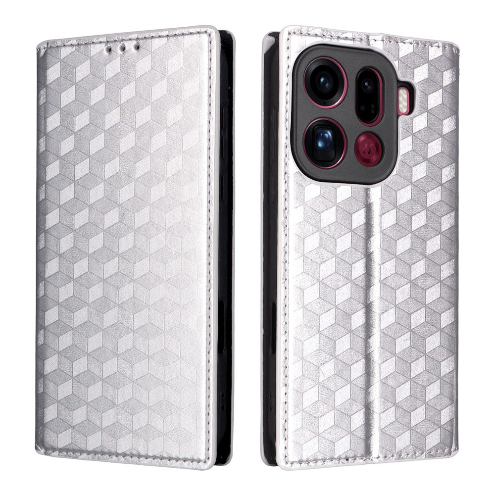 For Oppo Find X9 Pro 5G Case Wallet Rhombus Imprinted PU Leather Phone Cover