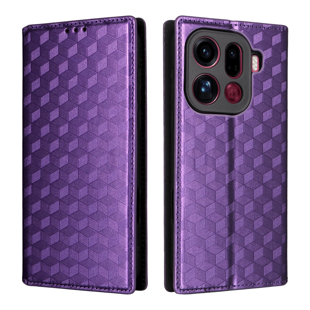 For Oppo Find X9 Pro 5G Case Wallet Rhombus Imprinted PU Leather Phone Cover