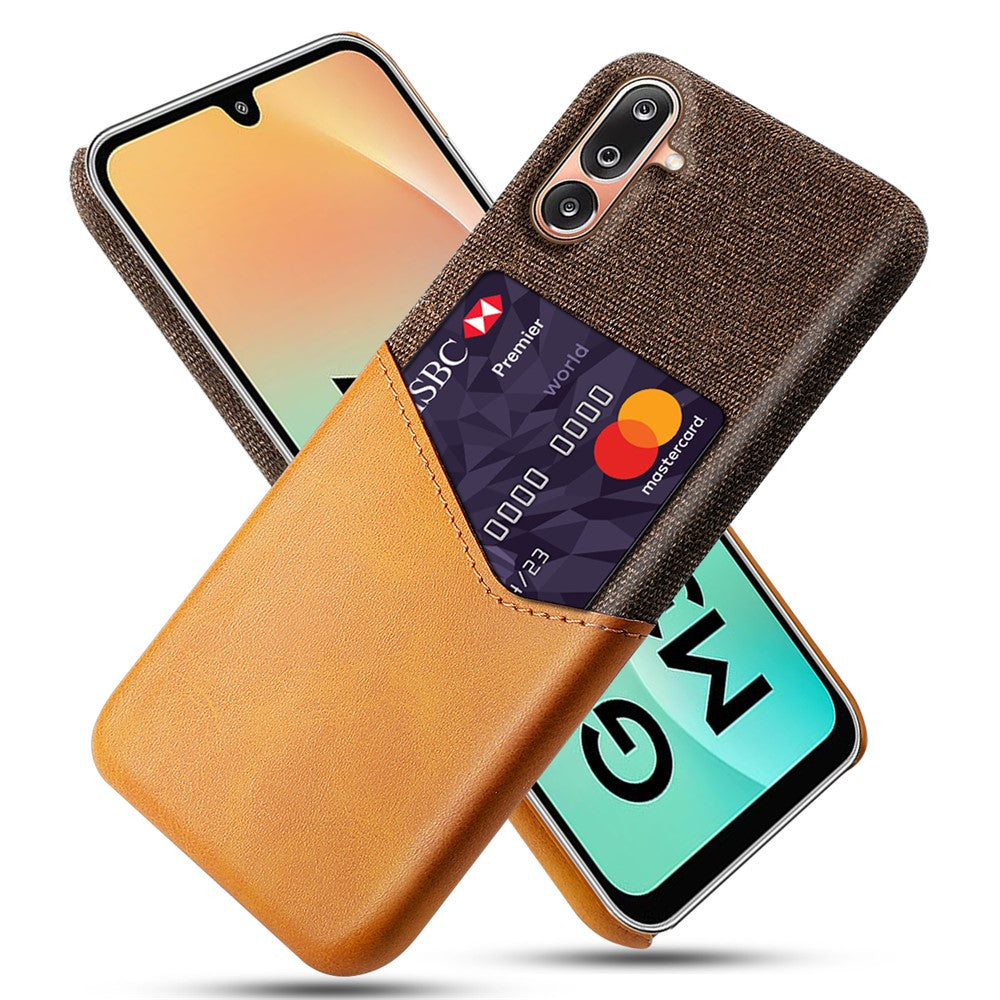 For Samsung Galaxy M36 5G Case PU Leather Cloth Texture Hard PC Phone Cover with Card Holder