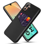 For Samsung Galaxy M36 5G Case PU Leather Cloth Texture Hard PC Phone Cover with Card Holder
