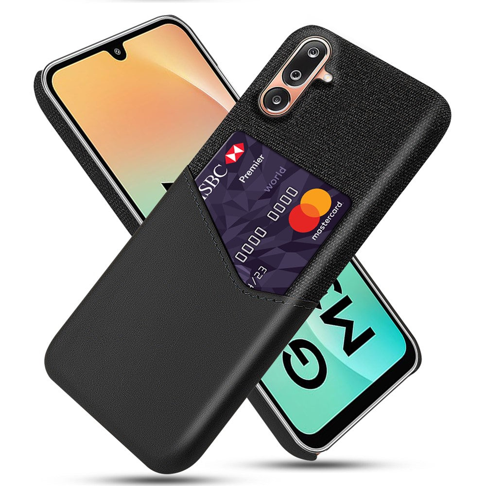 For Samsung Galaxy M36 5G Case PU Leather Cloth Texture Hard PC Phone Cover with Card Holder