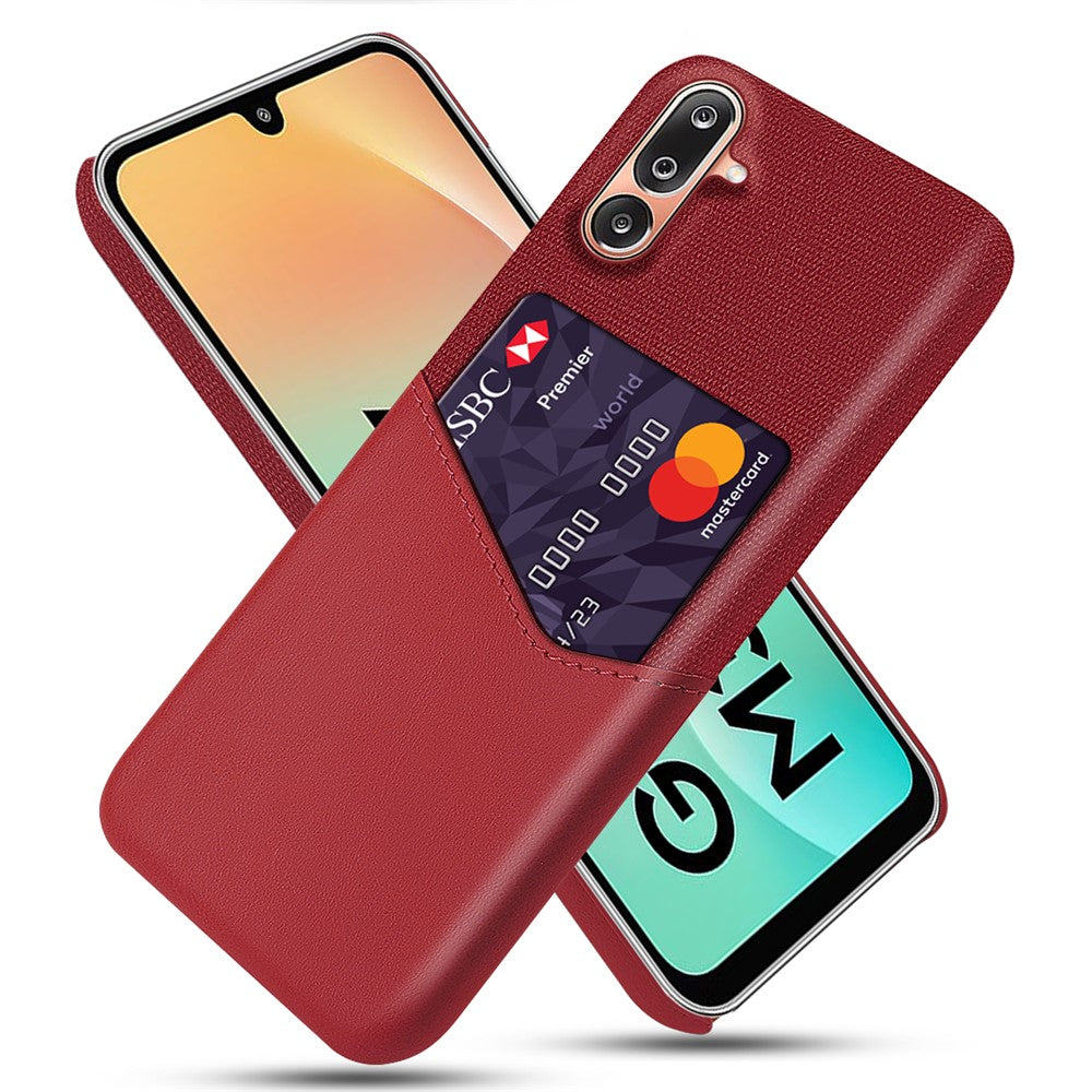 For Samsung Galaxy M36 5G Case PU Leather Cloth Texture Hard PC Phone Cover with Card Holder