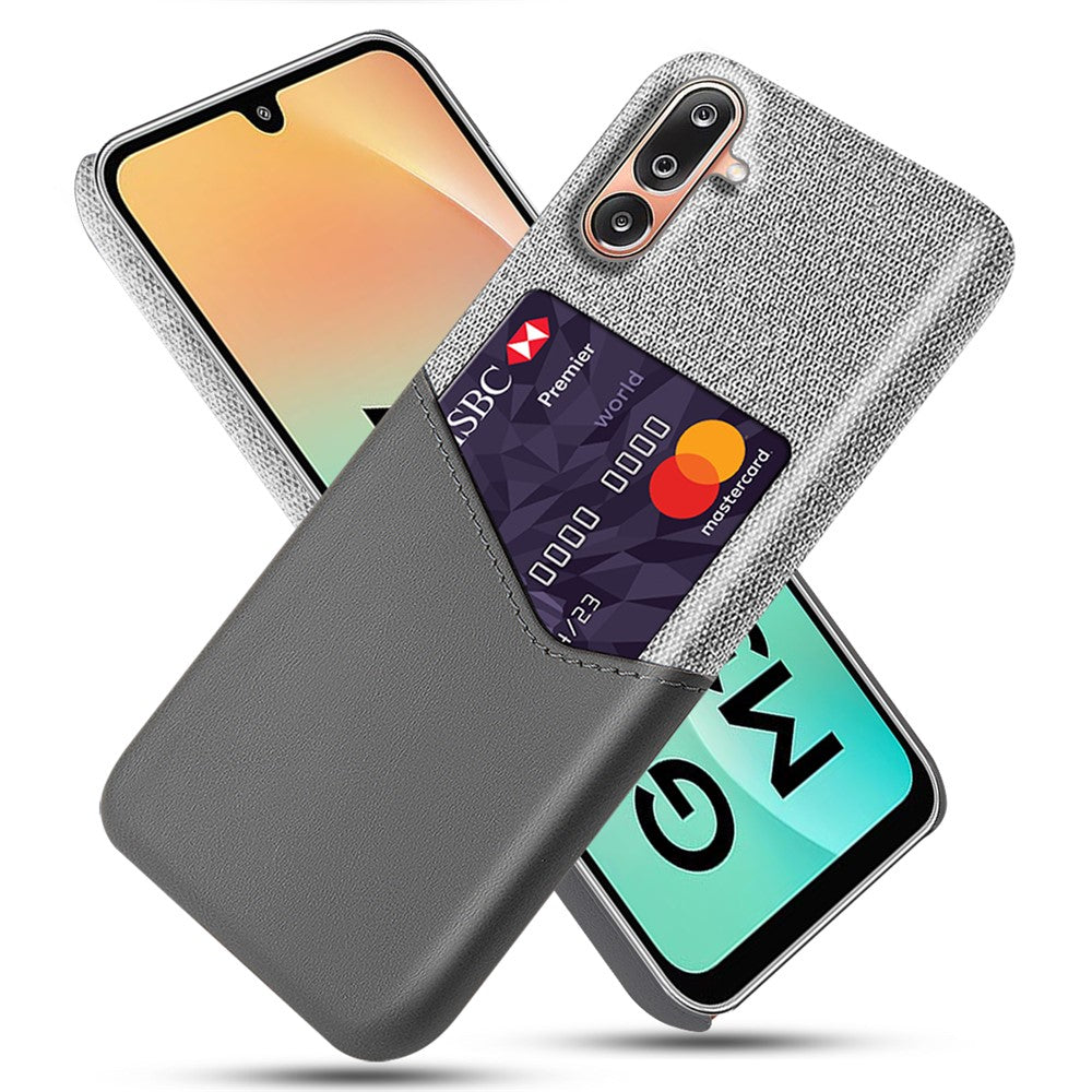 For Samsung Galaxy M36 5G Case PU Leather Cloth Texture Hard PC Phone Cover with Card Holder