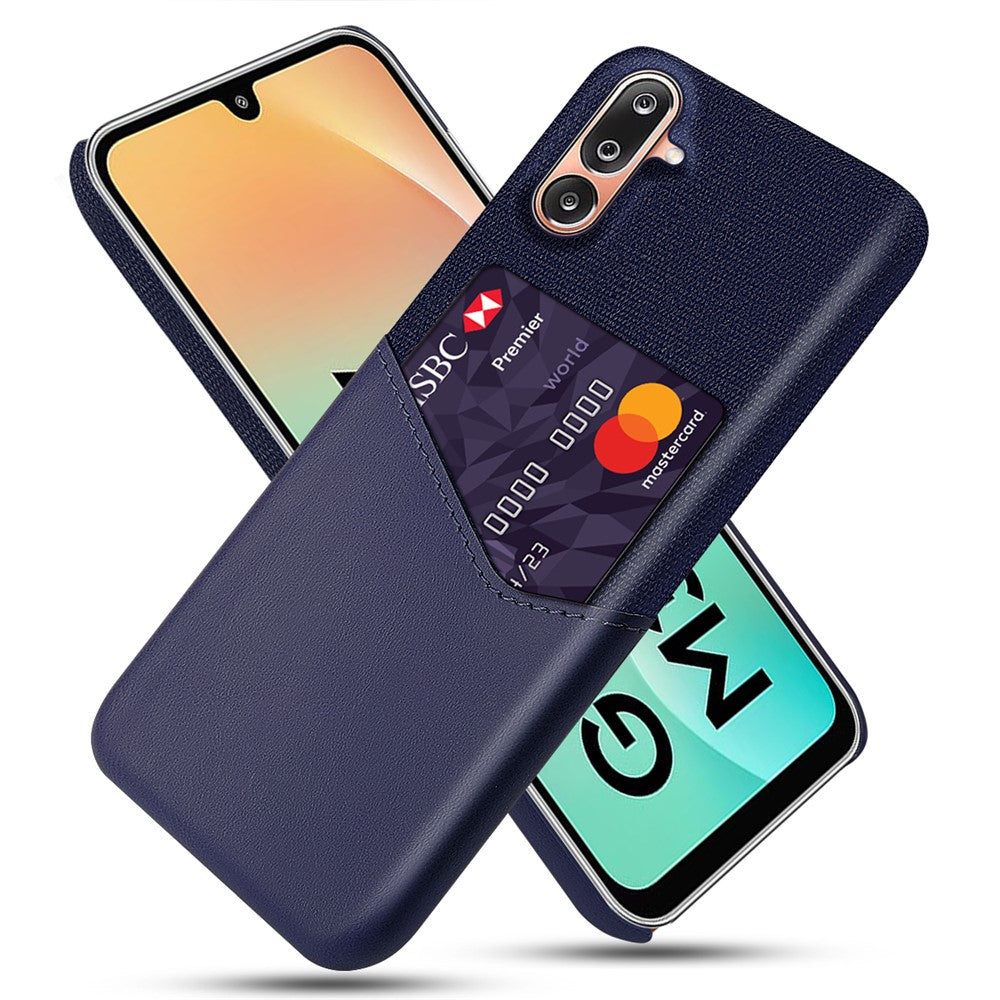 For Samsung Galaxy M36 5G Case PU Leather Cloth Texture Hard PC Phone Cover with Card Holder