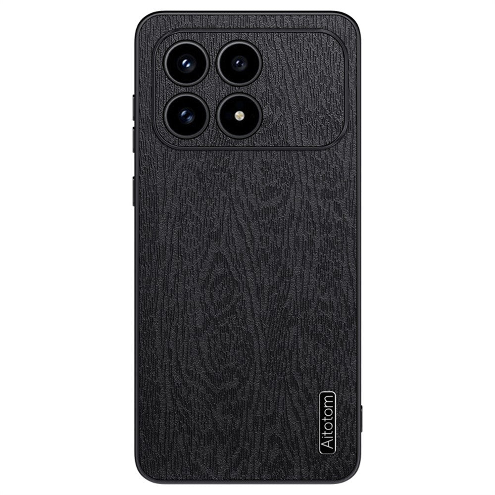 For Xiaomi Redmi K90 5G / Poco F8 Pro 5G Case Wood Texture PU Leather Coated PC TPU Phone Cover