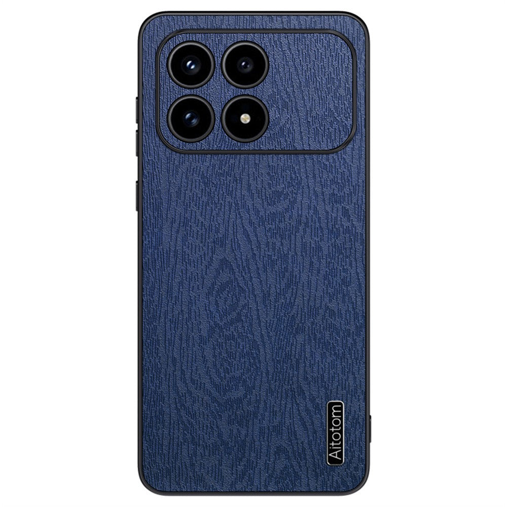 For Xiaomi Redmi K90 5G / Poco F8 Pro 5G Case Wood Texture PU Leather Coated PC TPU Phone Cover