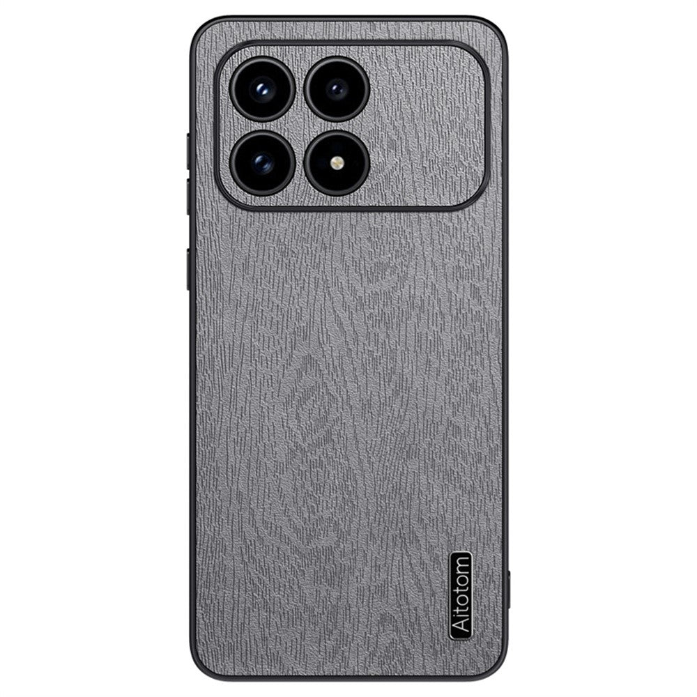 For Xiaomi Redmi K90 5G / Poco F8 Pro 5G Case Wood Texture PU Leather Coated PC TPU Phone Cover