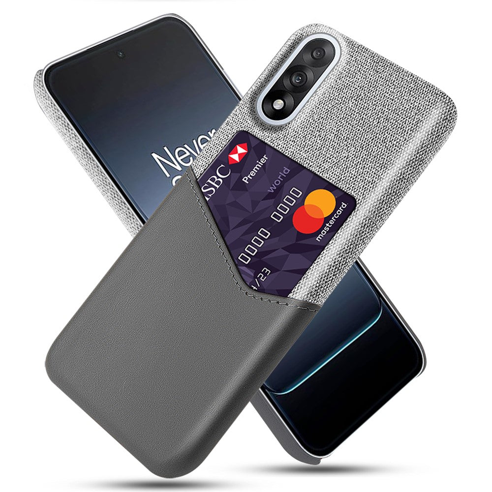 OnePlus Nord 5 5G / Ace 5 Ultra 5G-etui i PU-læder med stoftekstur, hårdt PC-mobilcover med kortholder
