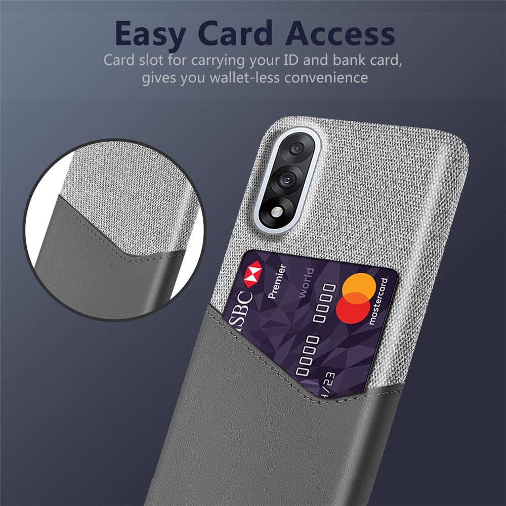 OnePlus Nord 5 5G / Ace 5 Ultra 5G-etui i PU-læder med stoftekstur, hårdt PC-mobilcover med kortholder